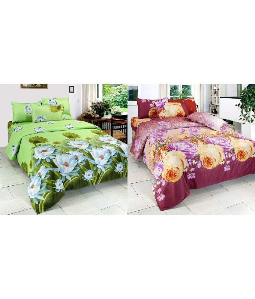 Vertex Floral Bed Sheet With Freebies(2 pillow covers) Buy Vertex
