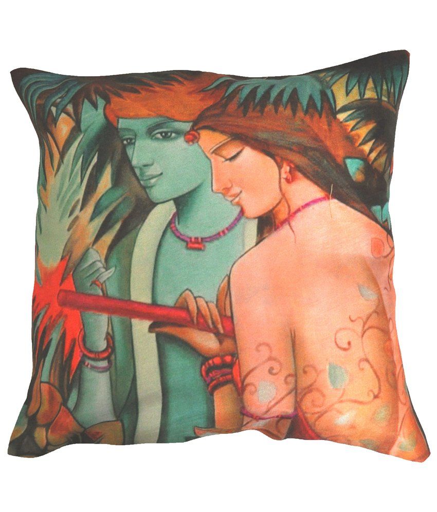 Belkado Cool Blue & Orange Cushion Cover Buy Online at Best Price