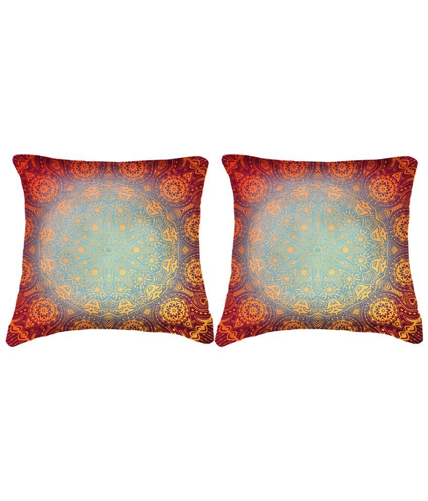 Belkado Orange & Blue Cushion Covers Set Of 2 Buy Online at Best Price