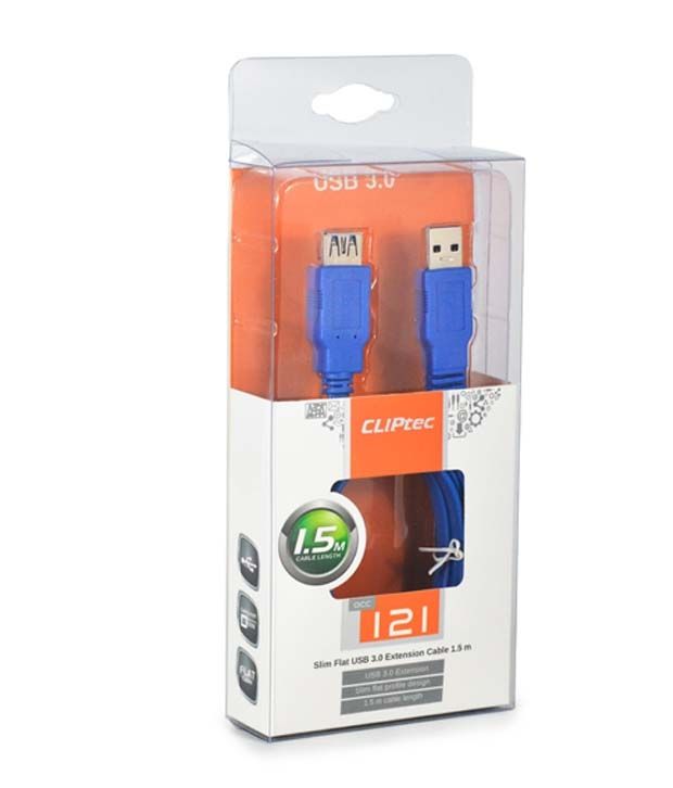 Cliptec Occ121bl Slim Flat Usb3.0 Extension Cable-blue - Buy Cliptec