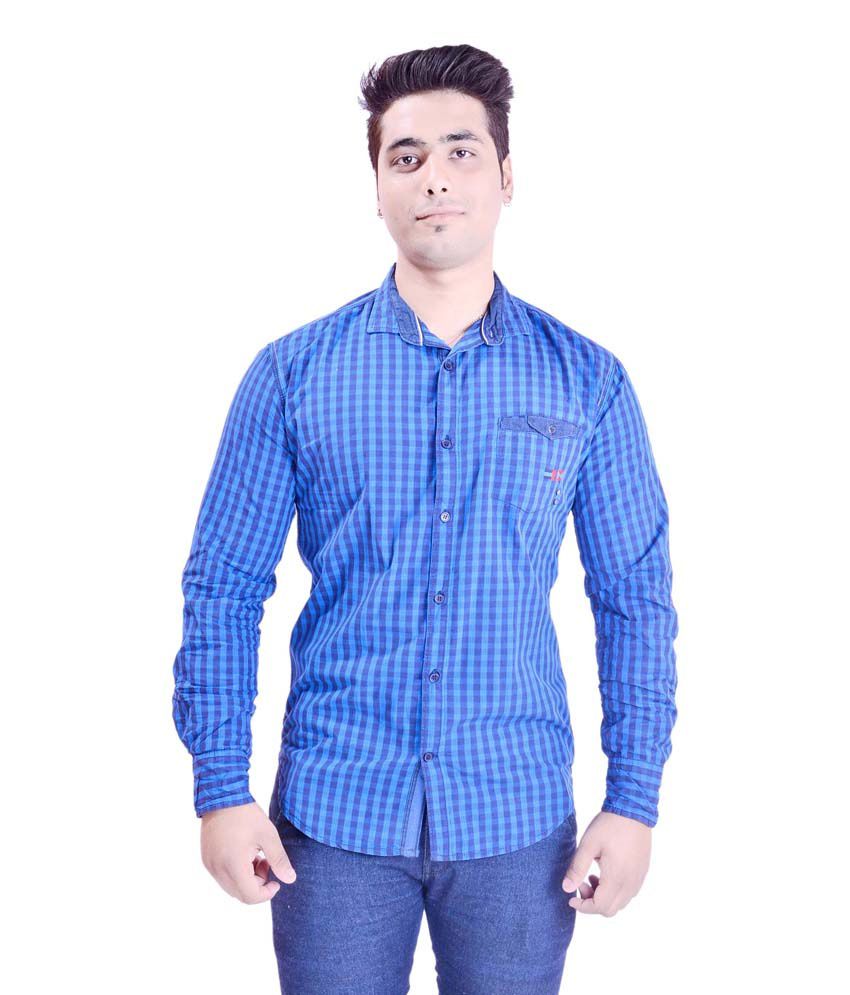 Krazzy Collection Blue Cotton Blend Regular Fit Casual Shirt - Buy ...