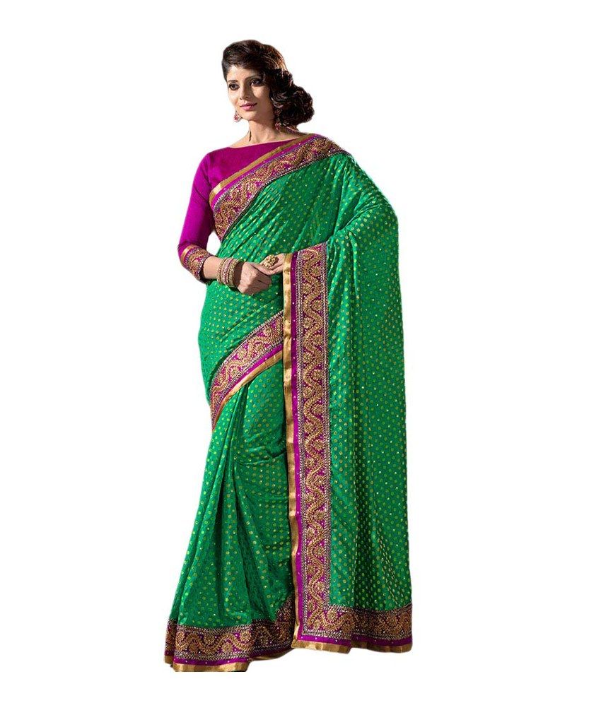 M.S.Retail Green Raw Silk Uppada Saree - Buy M.S.Retail Green Raw Silk ...