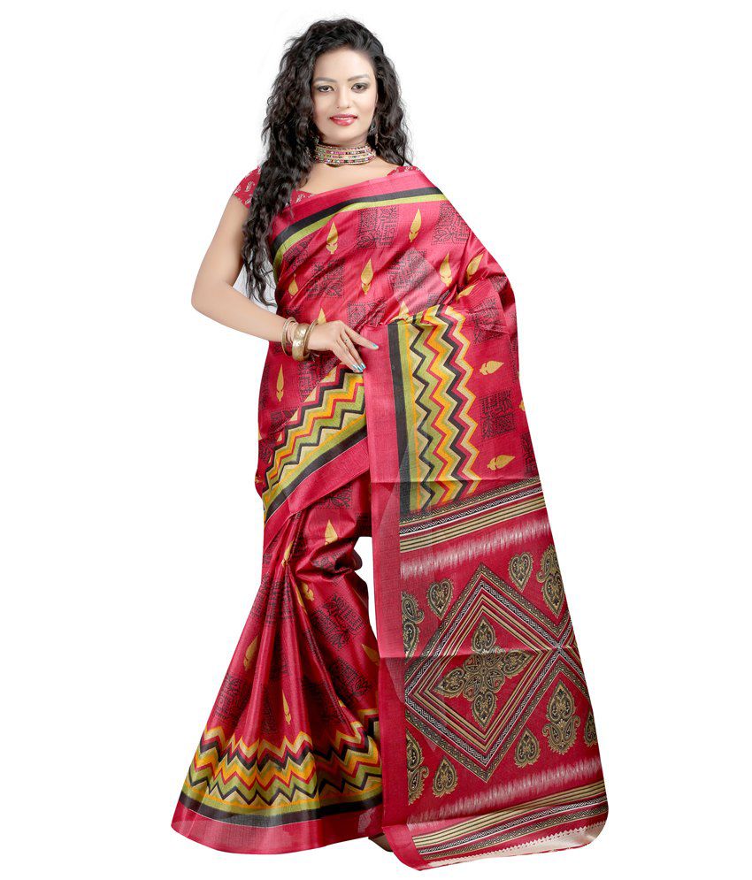 Nisha Sarees Multi Color Silk Saree - Buy Nisha Sarees Multi Color Silk ...