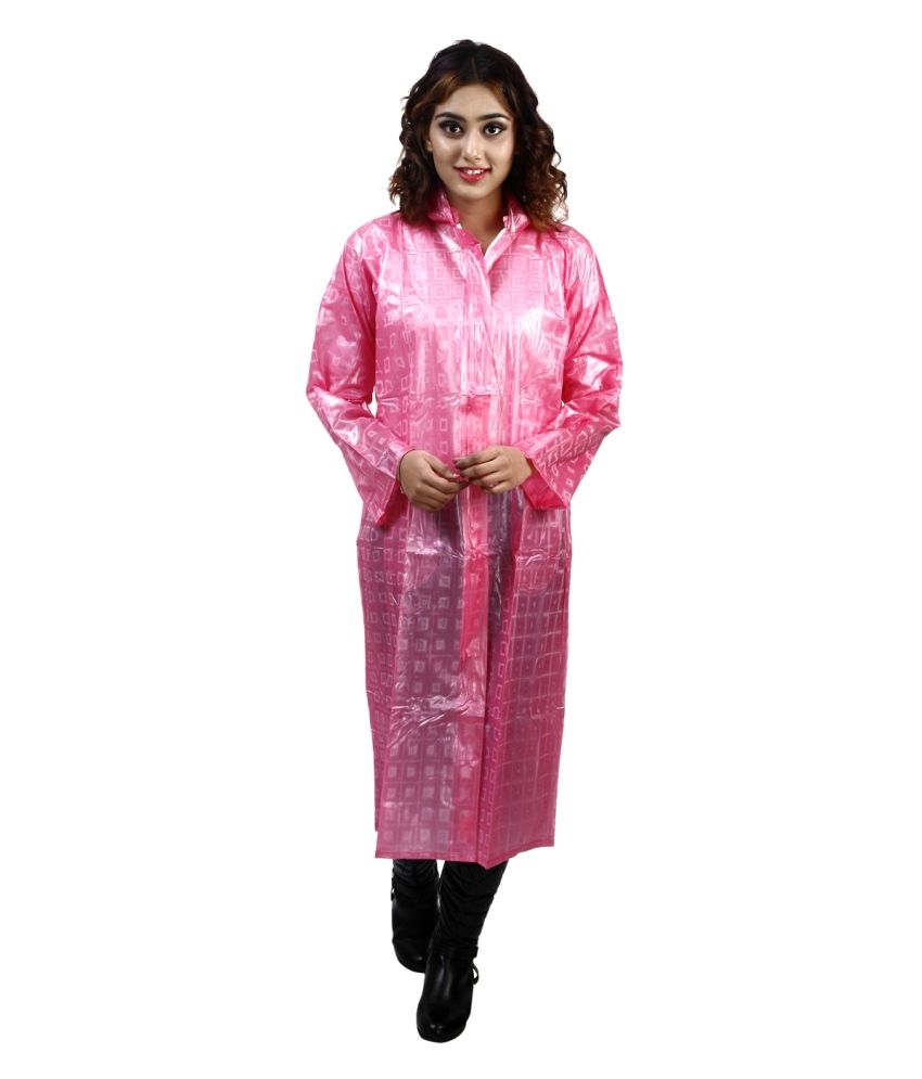 Rainfun Pink Waterproof Long Raincoat Buy Rainfun Pink Waterproof
