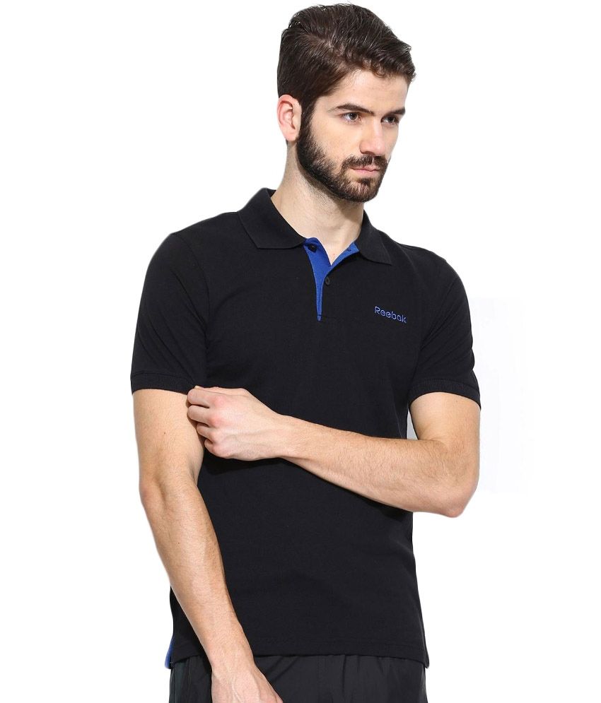 reebok black polo t shirt