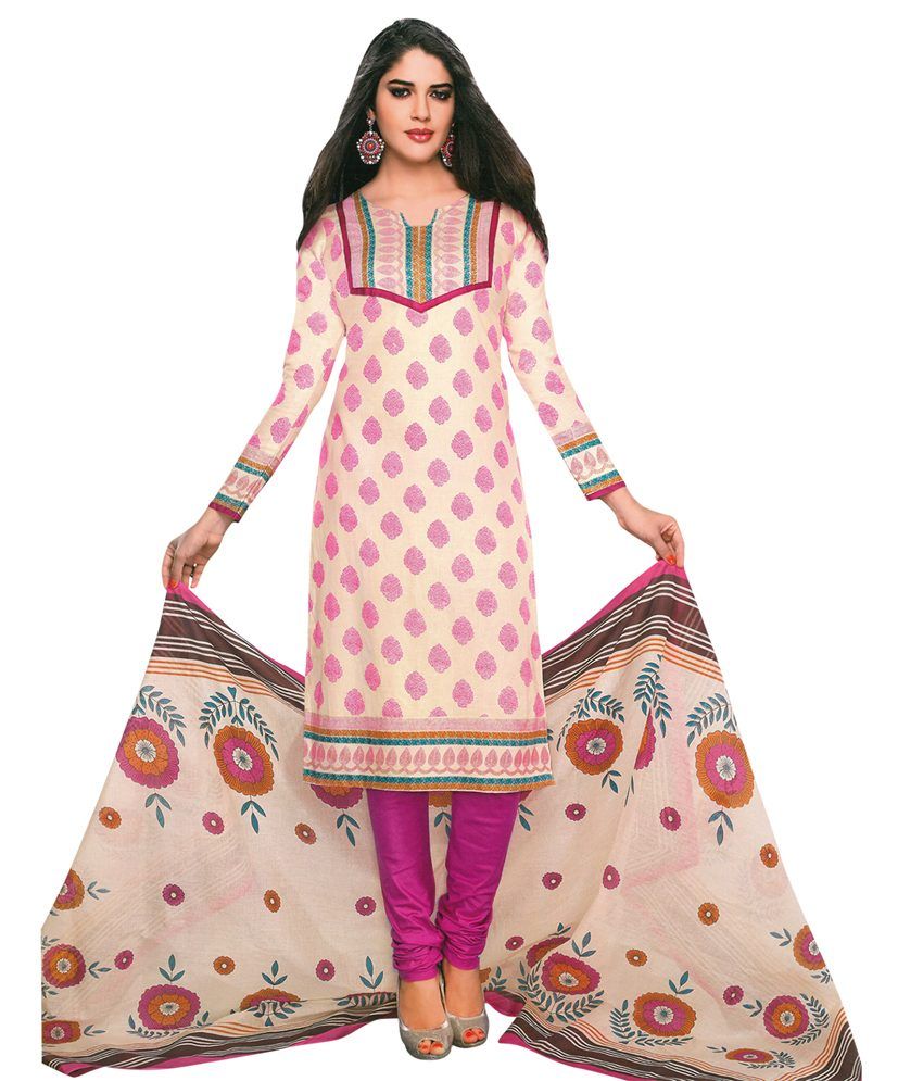 Shree Ganesh Multicoloured Cotton Unstitched Dress Material - Buy Shree Ganesh Multicoloured 