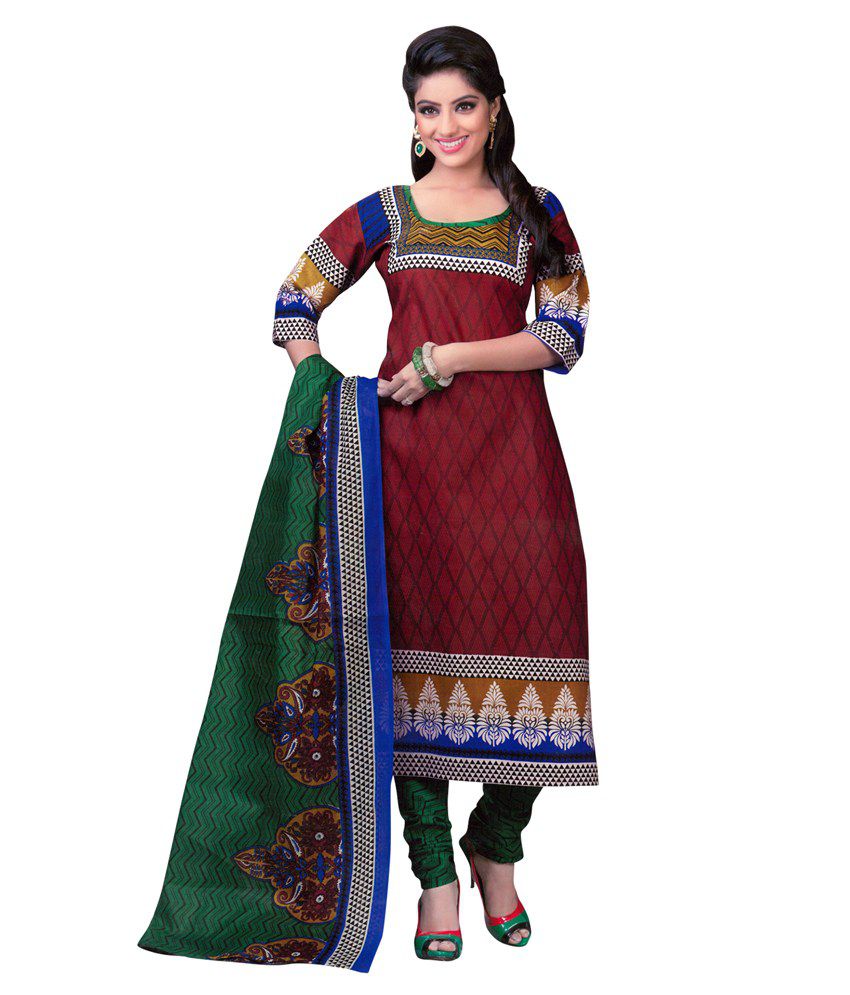 Shree Ganesh Multicoloured Cotton Unstitched Dress Material - Buy Shree ...
