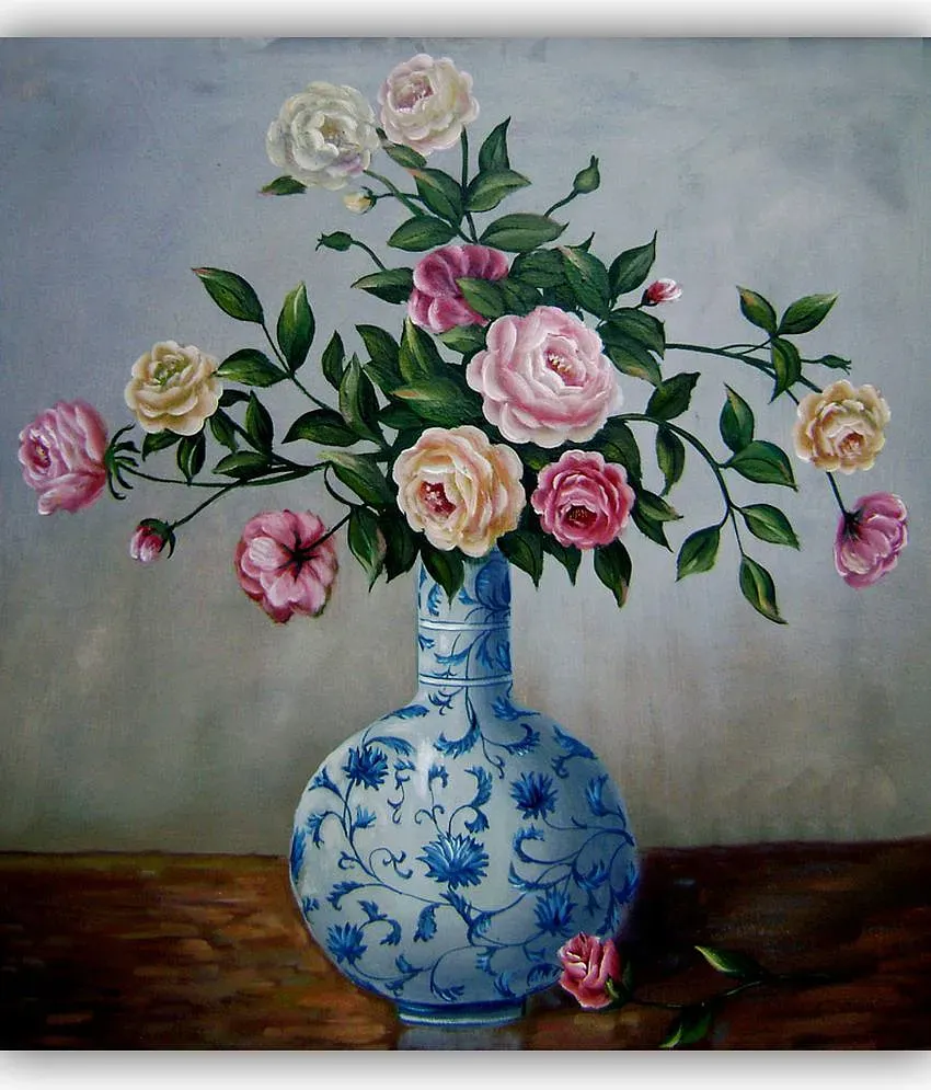 Pink Flowers in Chinese Vases