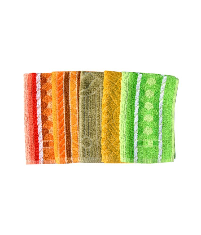 Mandhania Set of 5 Cotton Hand Towel Multi Color Buy Mandhania Set