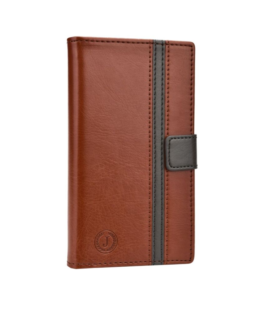 Jo Jo Pluto Series Leather Flip Case Cover For Lenovo A390 Dark Brown Grey available at SnapDeal for Rs.390