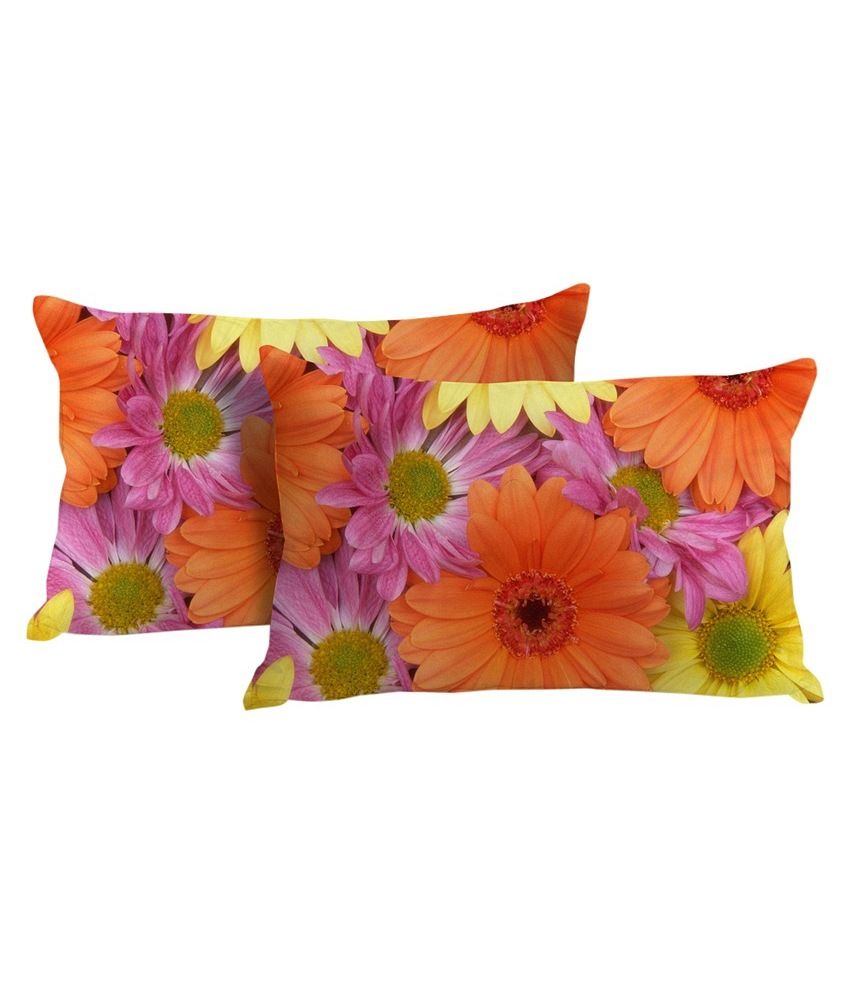 Stybuzz Orange And Pink Cotton Pillow Covers Set of 2 Buy Stybuzz