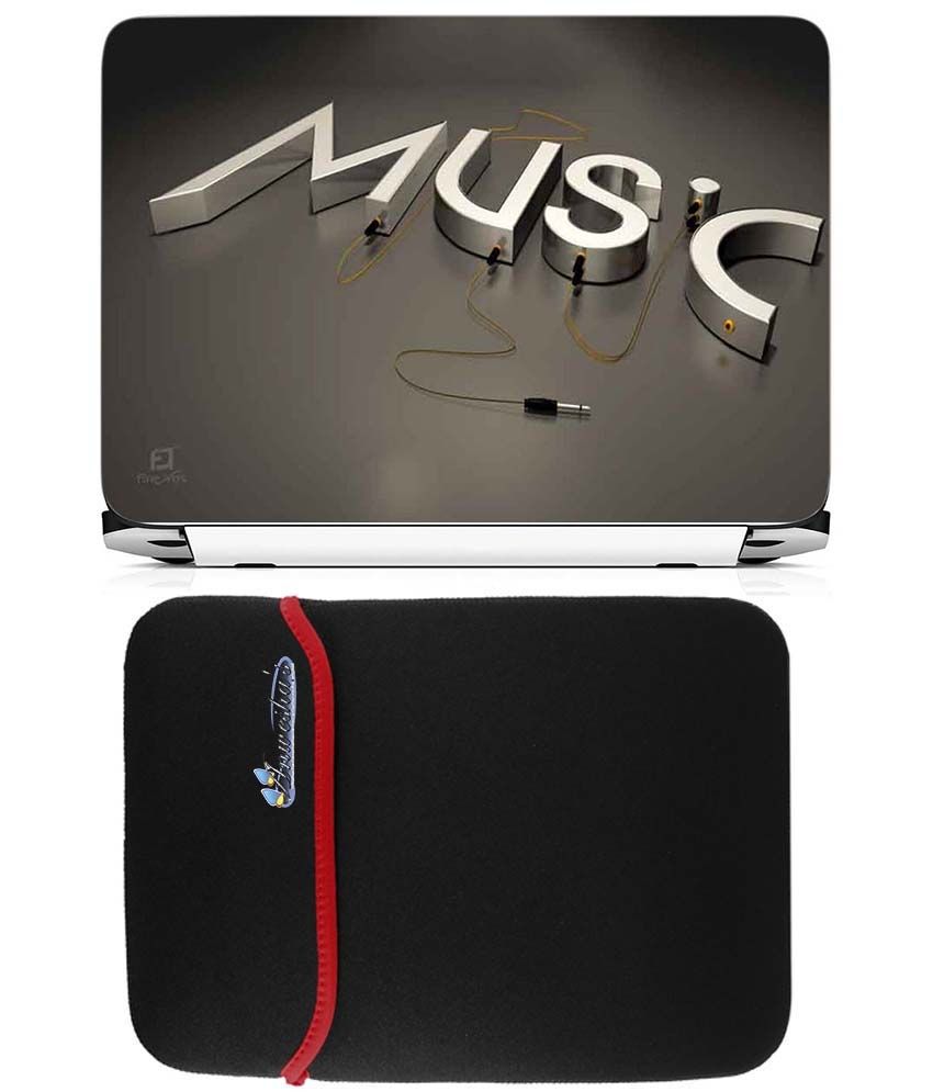 Anwesha's Reversible Laptop Sleeve With Laptop Skin 15.6 Inch Music