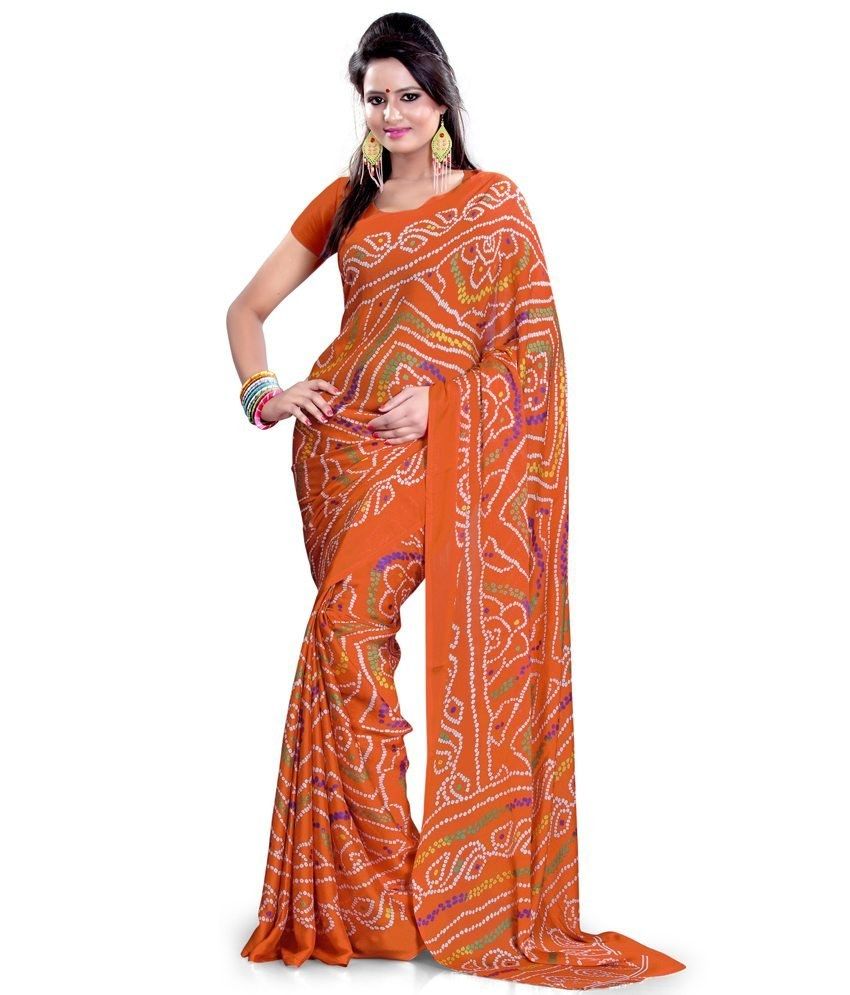 Mahaveer Rajasthani Saree Multi Color Art Crepe Saree Buy Mahaveer