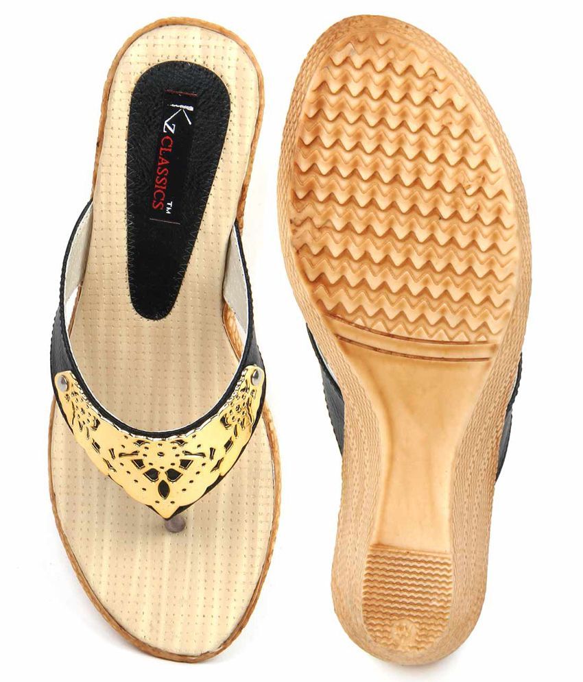 Kz Classics Black Medium Heel Sandals Price in India- Buy Kz Classics Black Medium Heel Sandals 