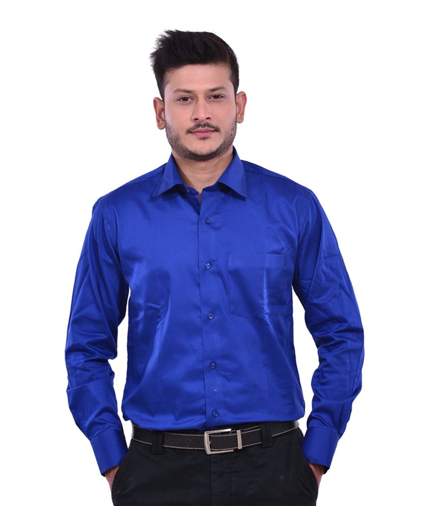 Dennison Maroon & Royal Blue Giza Cotton Men's Formal Shirts (Pack of 2