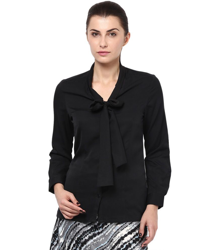 Buy Kaaryah Women's Black Full Sleeve Bow-Tie Collared Classic Formal ...