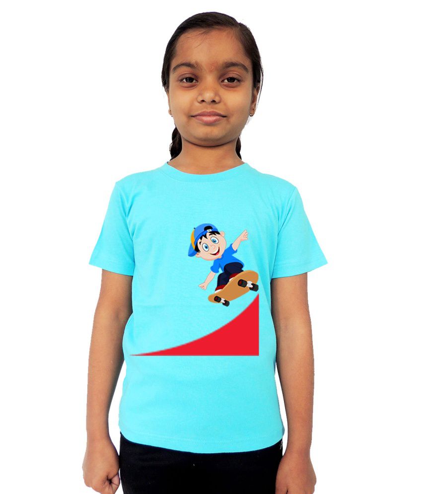 Trendster Cotton Sky Blue T Shirts For Girls - Buy Trendster Cotton Sky