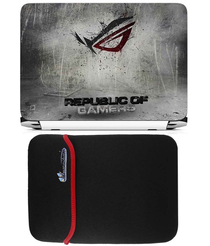 Anwesha's Reversible Laptop Sleeve with Laptop Skin 15.6 inch