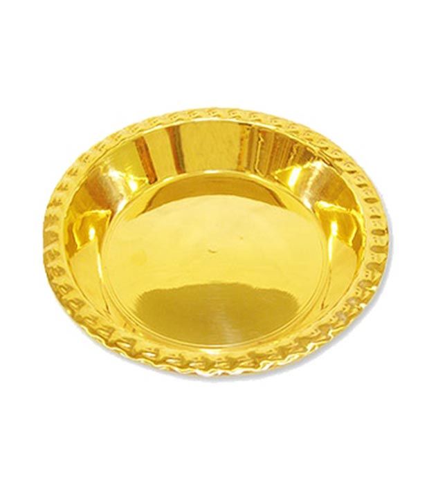 Navkaar Creation Pooja Plate Om Design Made In Brass Small Puja Plate