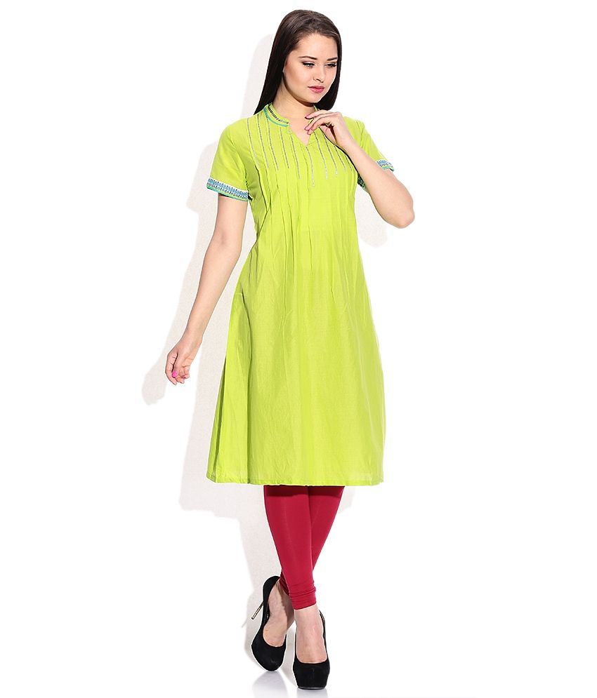 Rangriti Green Chinese Collar Kurti Buy Rangriti Green Chinese Collar Kurti Online at Best