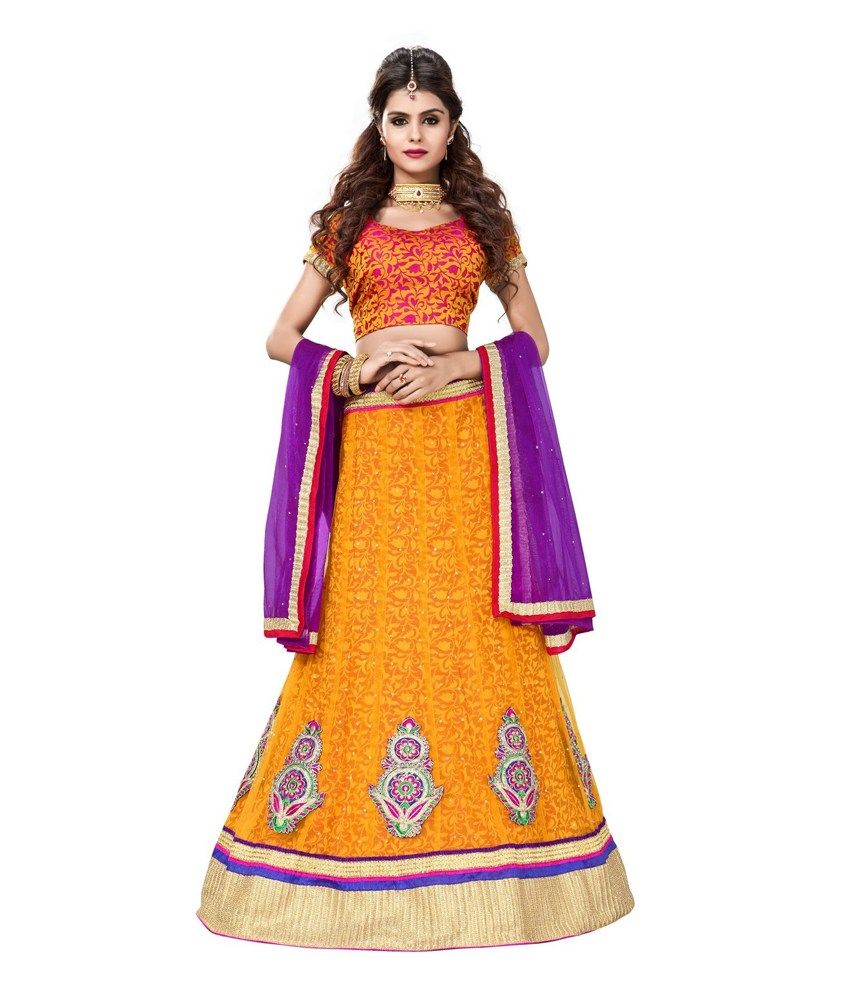 yellow bandhani lehenga