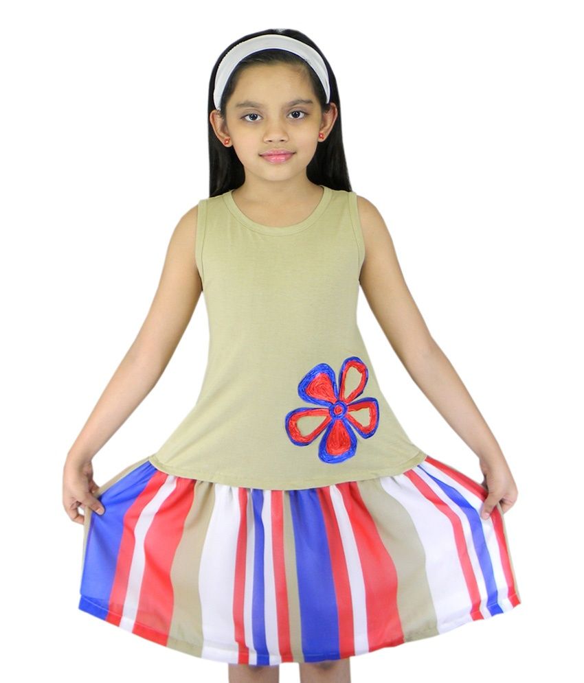 Ssmitn Beige Cotton Knee Length Frock - Buy Ssmitn Beige Cotton Knee Length Frock Online at Low 