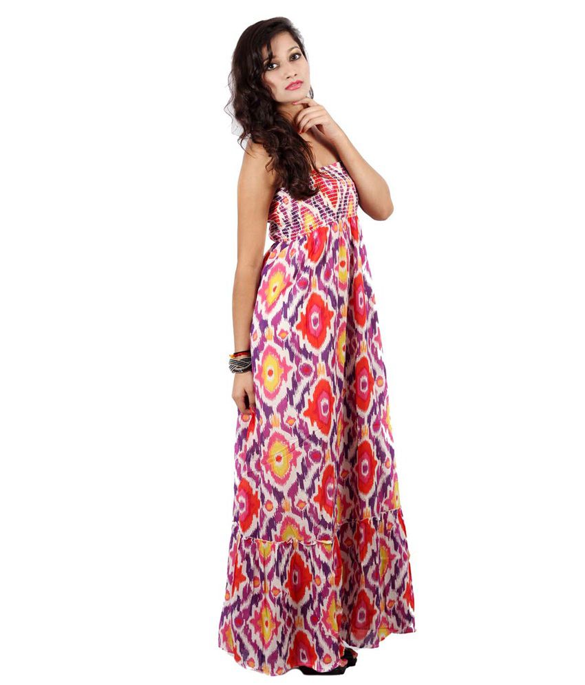 Khula Bazar Multi Color Cotton Maxi Dress - Buy Khula Bazar Multi Color ...