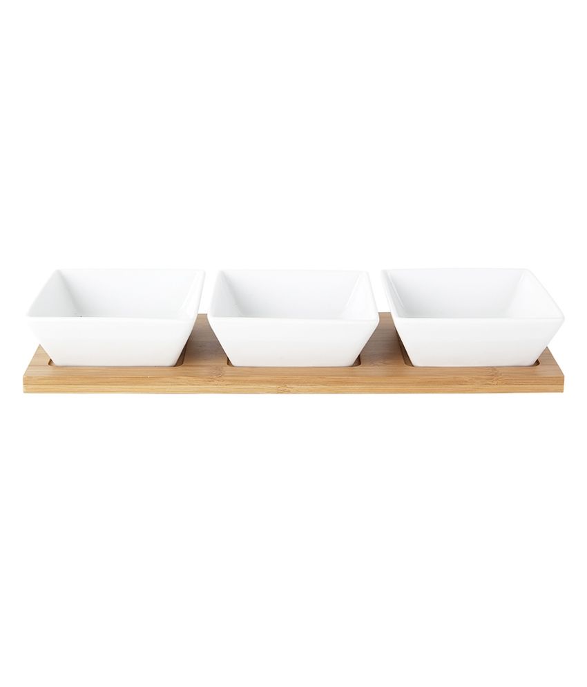 Living Essence Chip & Dip Set with Wooden Board Buy Online at Best