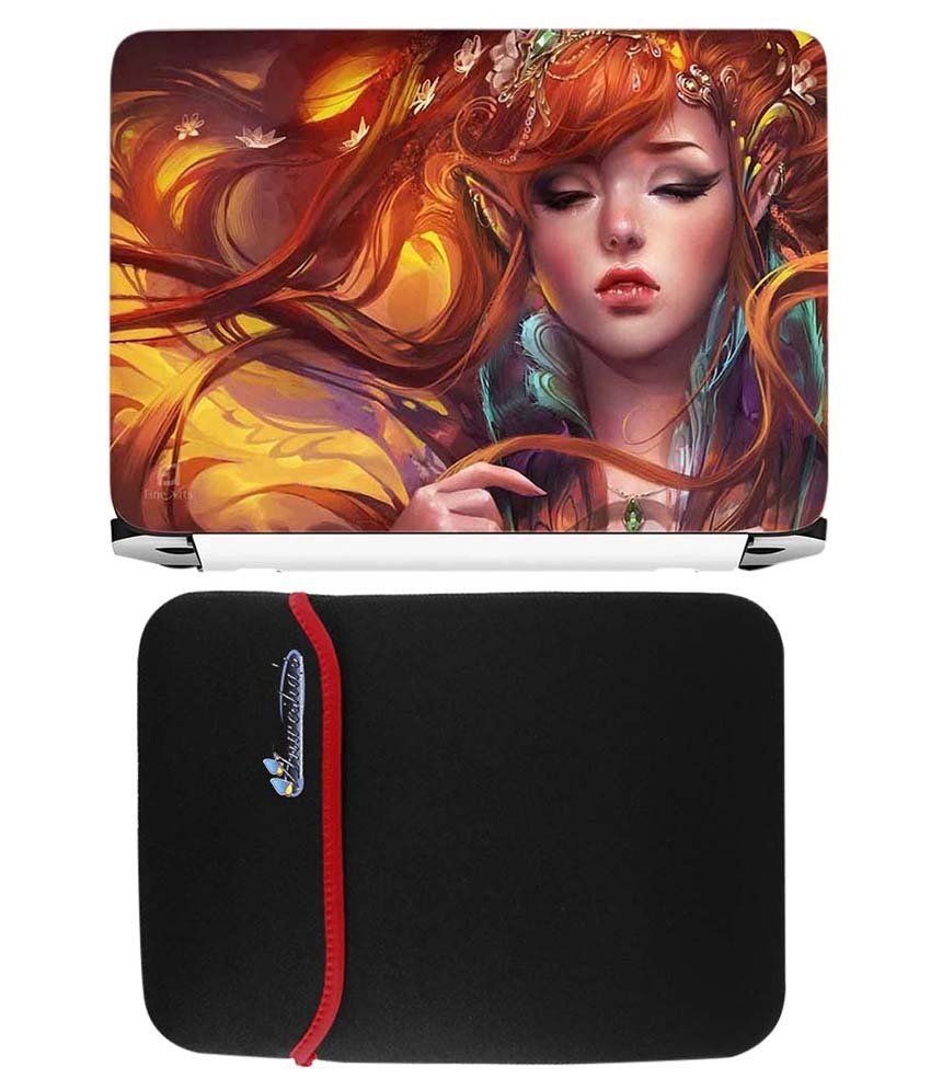 Anwesha's Red Reversible Laptop Sleeve With Girl Art Printed Laptop Skin Buy Anwesha's Red