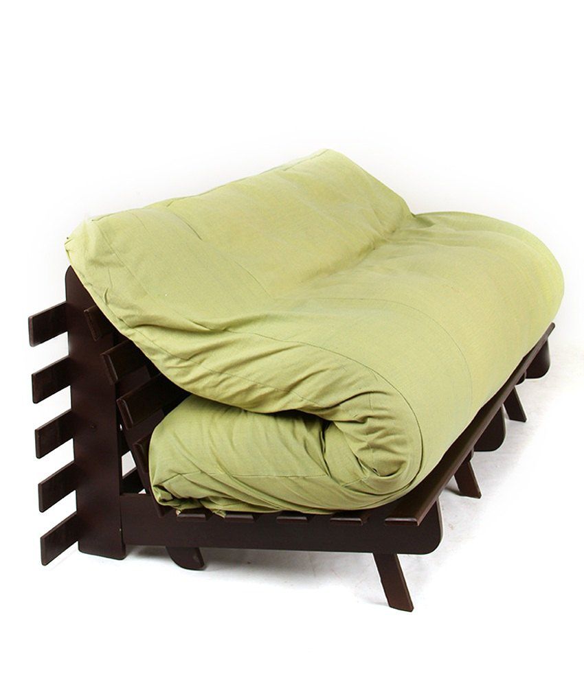 ARRA Double Futon Sofa Cum Bed with Mattress - Green - Buy ...