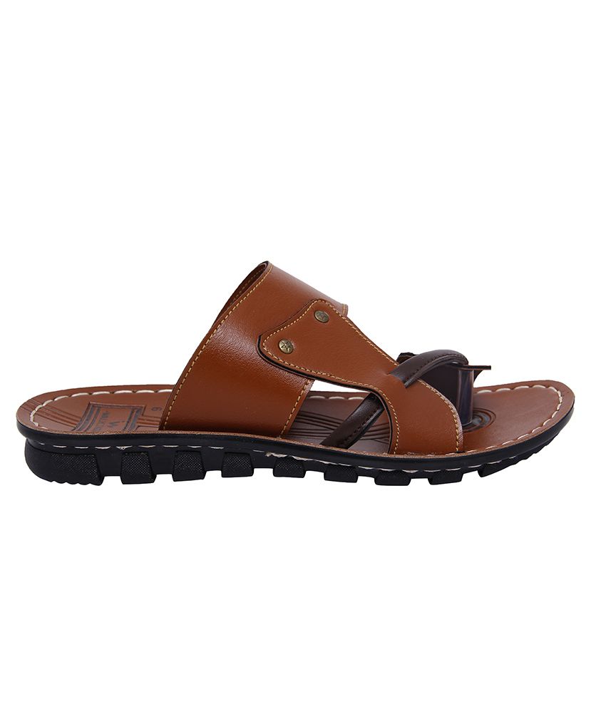 Rupani Tan Synthetic Leather Sandals 