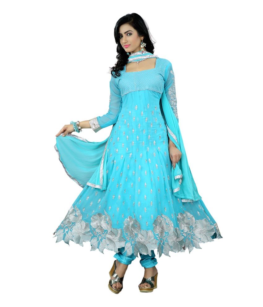 anarkali unstitched dress material online