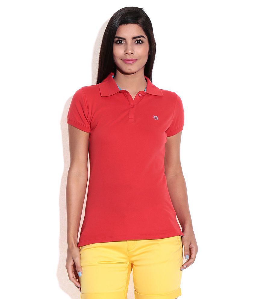 Buy American Swan Red Polo Neck T-Shirt Online at Best Prices in India ...