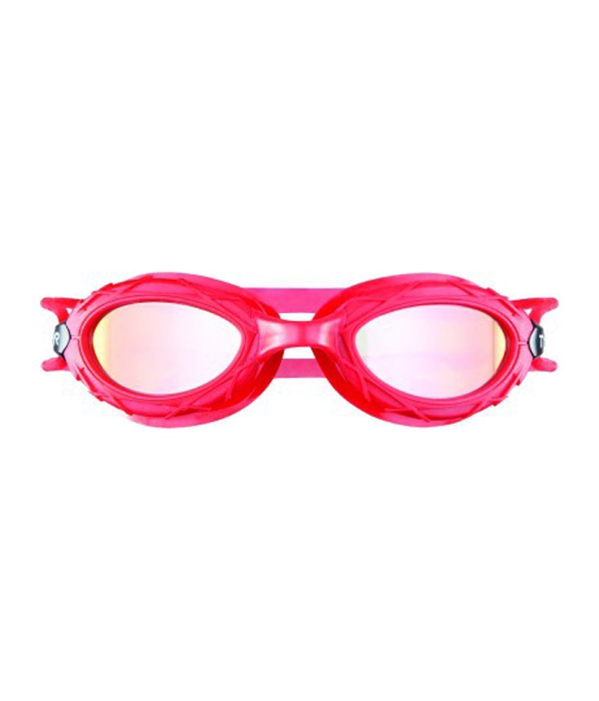 red swimming goggles