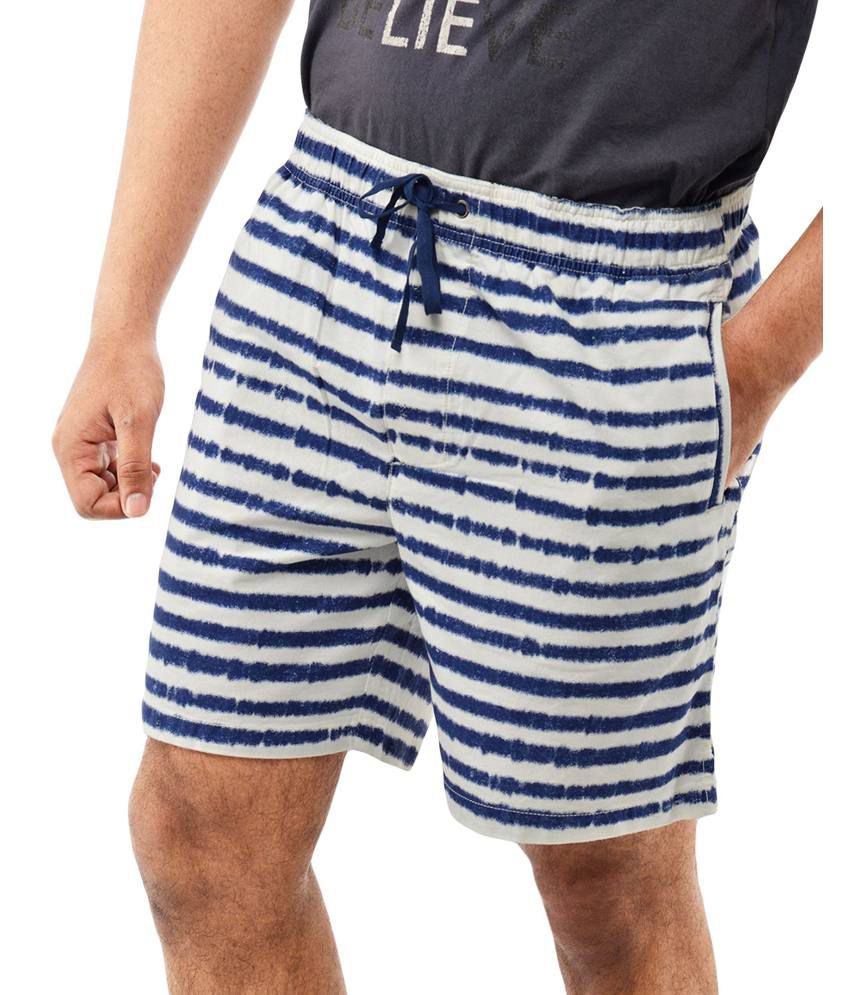 Blue Wave - Blue and White Printed Shorts for Men - Buy Blue Wave ...