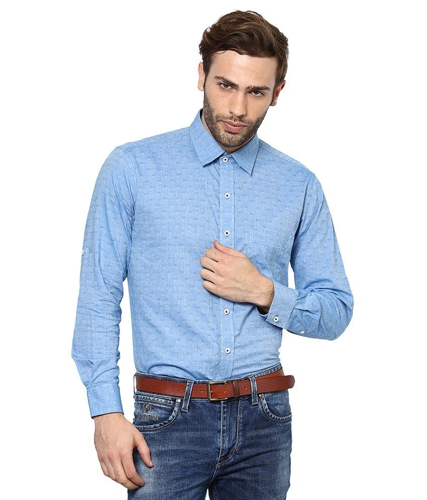 Monteil & Munero Blue Self Cotton Shirt - Buy Monteil & Munero Blue ...