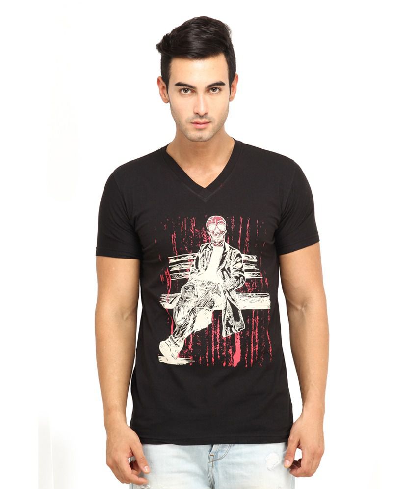 Goa Men's Cotton V-Neck T-Shirt-Black - Buy Goa Men's Cotton V-Neck T ...