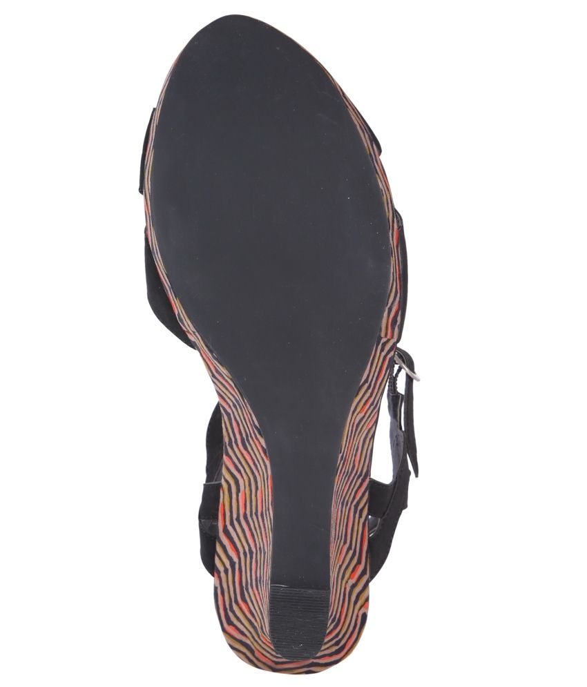 Indulgence Black Medium Heel Sandals Price in India- Buy Indulgence Black Medium Heel Sandals 