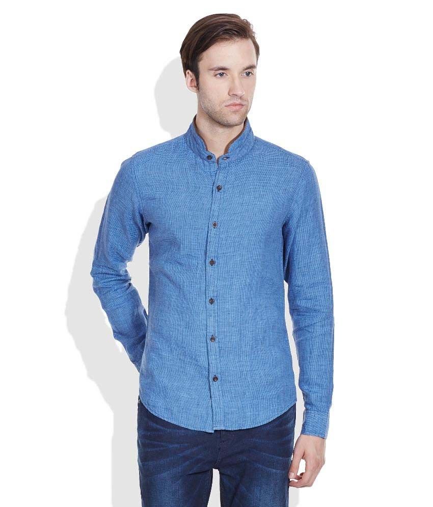 United Colors of Benetton Blue Regular Fit Casual Linen Shirt - Buy ...