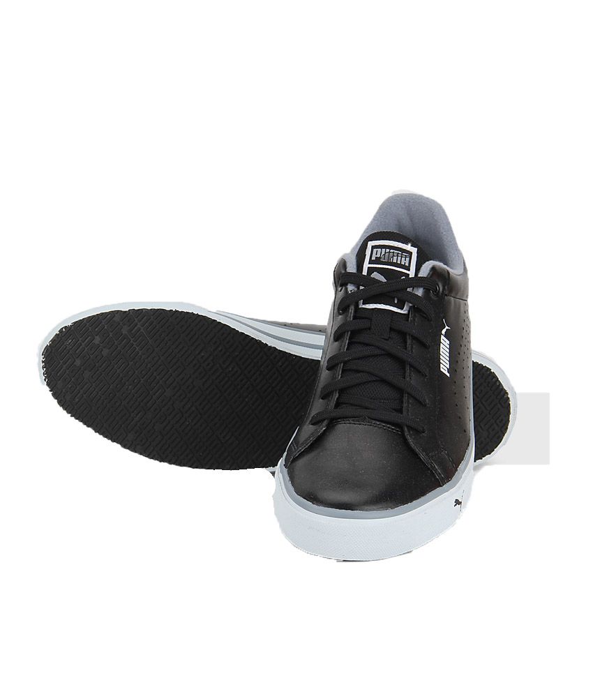 black puma leather shoes