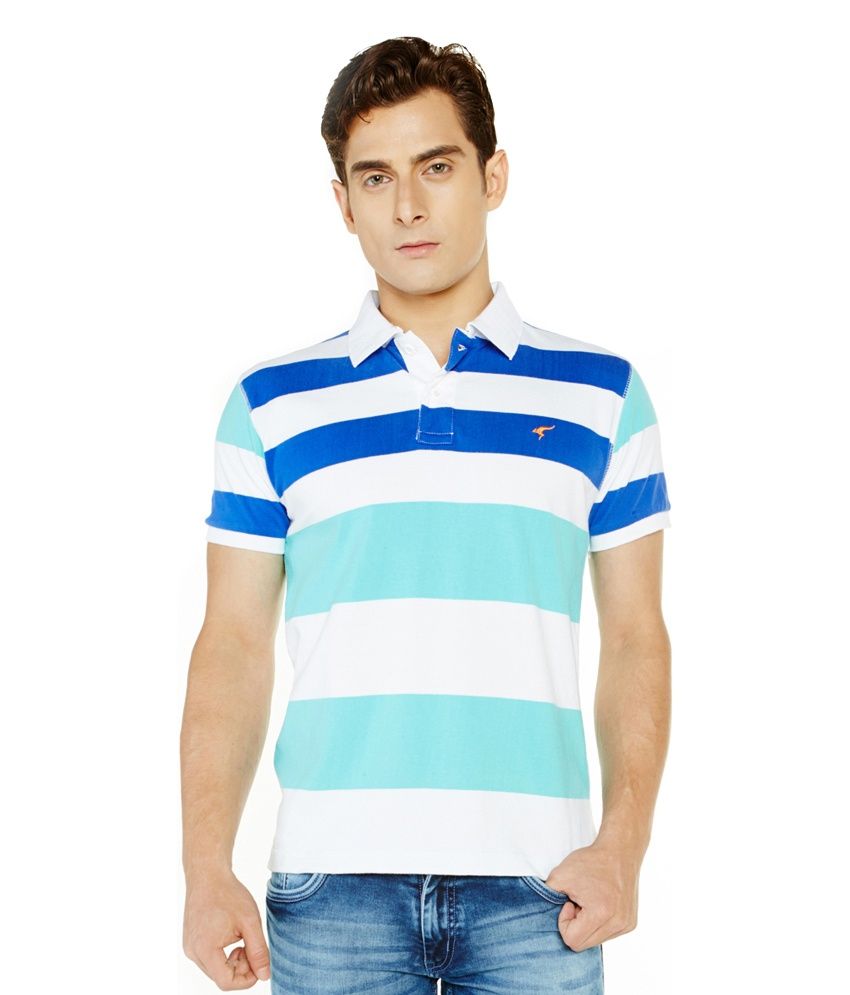 Globus Blue And Green Striped T-shirt For Men - Buy Globus Blue And ...