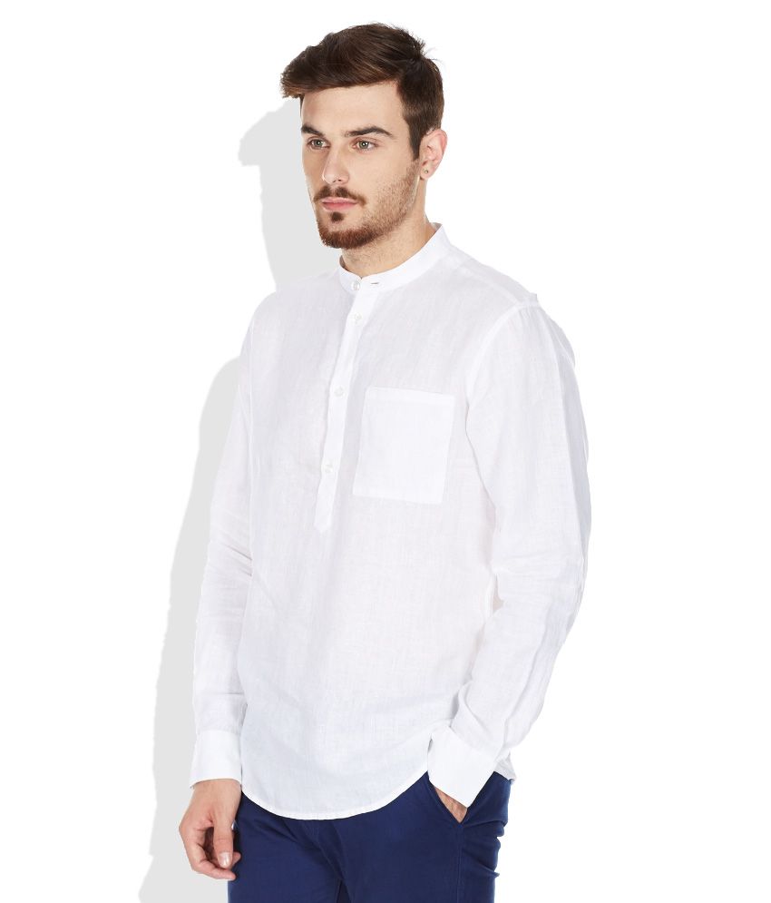 mens white linen blend shirt