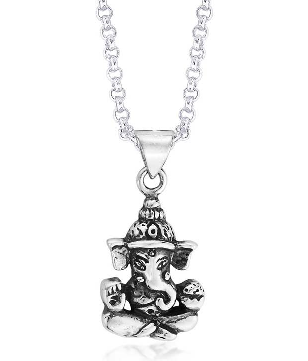 Shiva Rudraksha Ratna Ganesha Pendant with Chain - 925 Sterling Silver ...