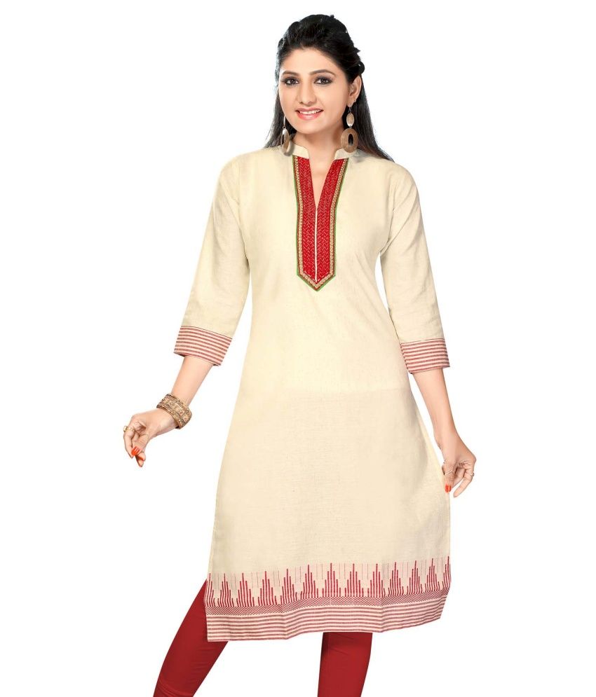 Sthri Beige Cotton Jute Printed Kurti-P4 - Buy Sthri Beige Cotton Jute Printed Kurti-P4 Online 