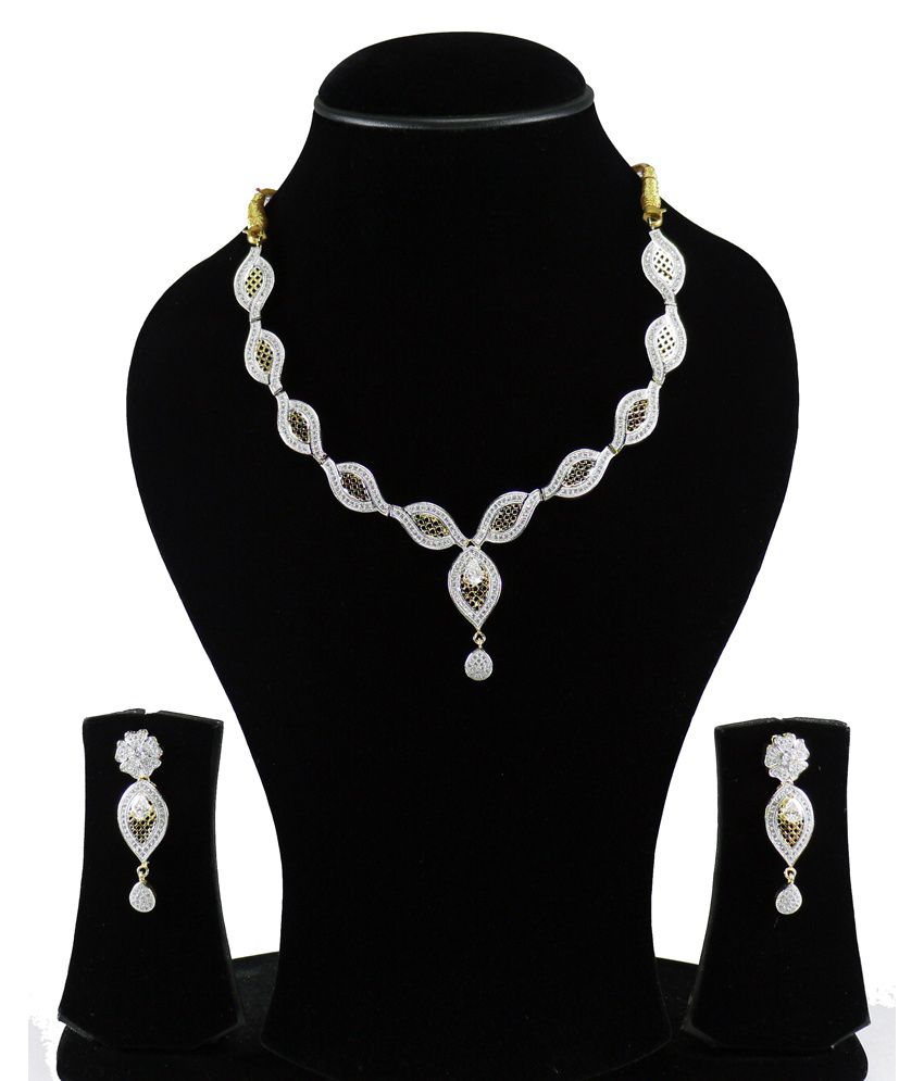 Youbella American Diamond Gold Plated Necklace Set: Buy Youbella ...