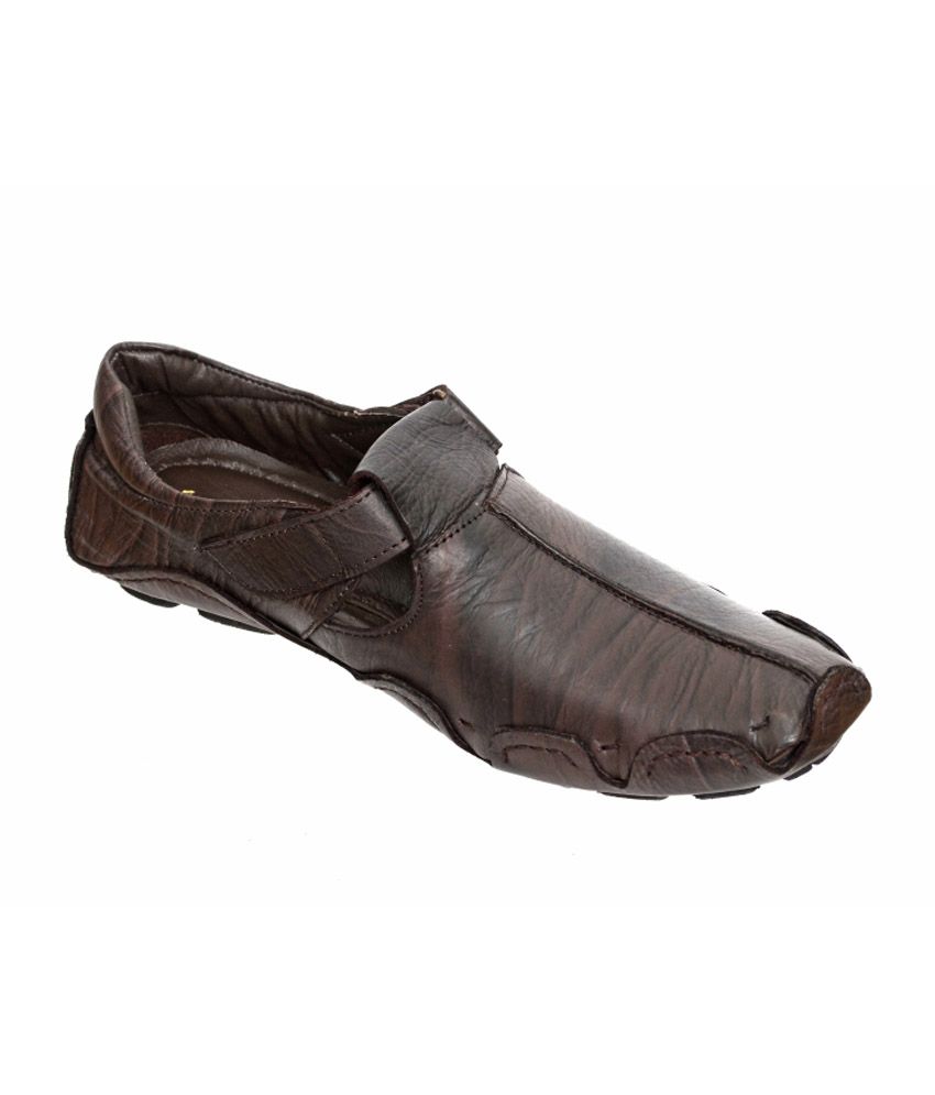 brown leather velcro shoes