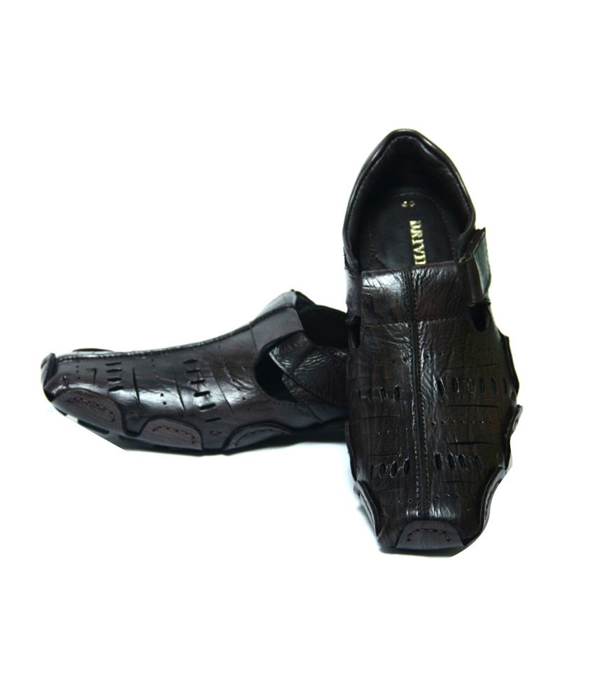 brown leather velcro shoes