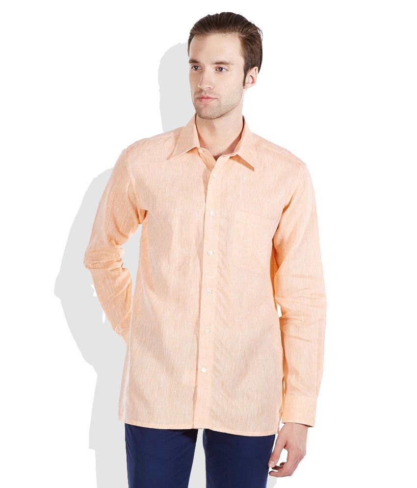 Raymond Orange Contemporary Fit Formal Linen Shirt Buy Raymond Orange