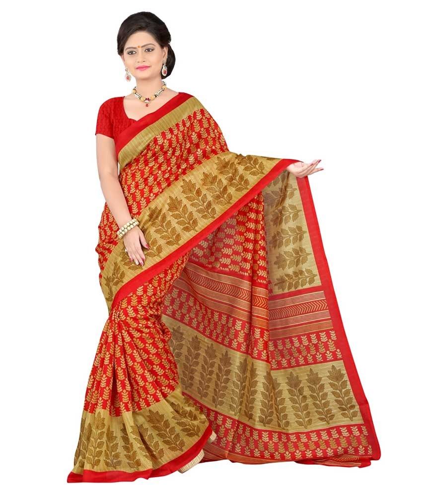 Palak Red Silk Saree - Buy Palak Red Silk Saree Online at Low Price ...