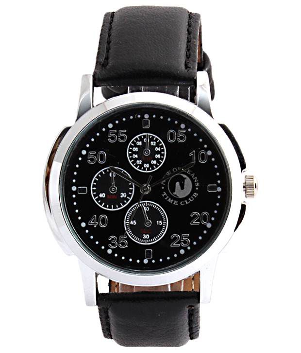 New Orleans Time Club Classic Combo Of Black N Brown Strap Wrist ...